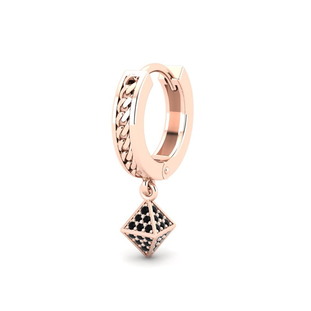 14k Oro Rosa Zafiro negro Pendiente para hombre Cheminessa