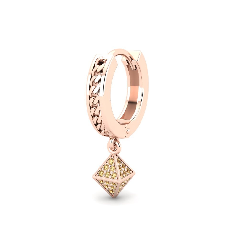 9ct Rose Gold Brown Diamond Men's Earring Cheminessa