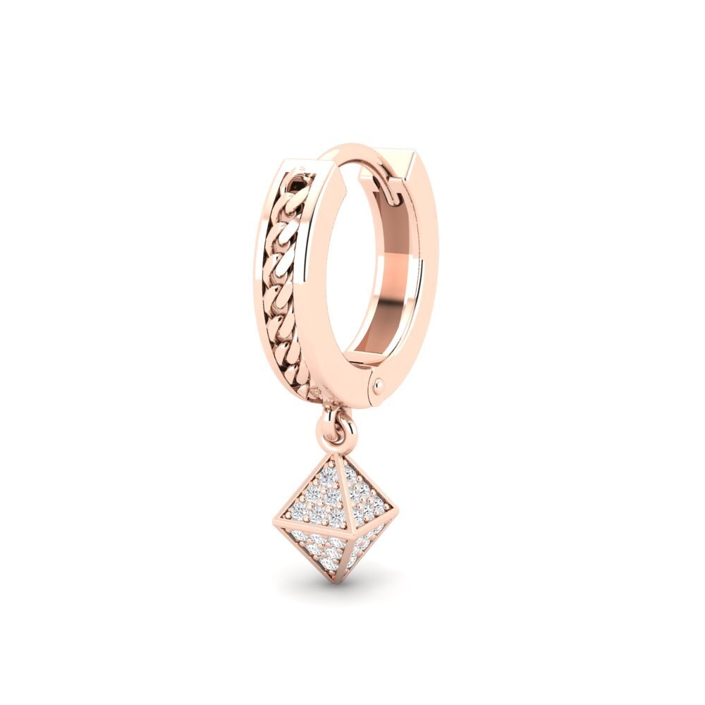 14ct Rose Gold White sapphire Men's Earring Cheminessa