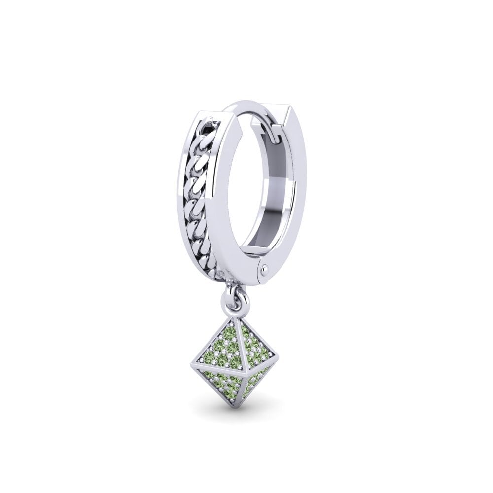 585 Bílé zlato Zelený diamant Pánské náušnice Cheminessa