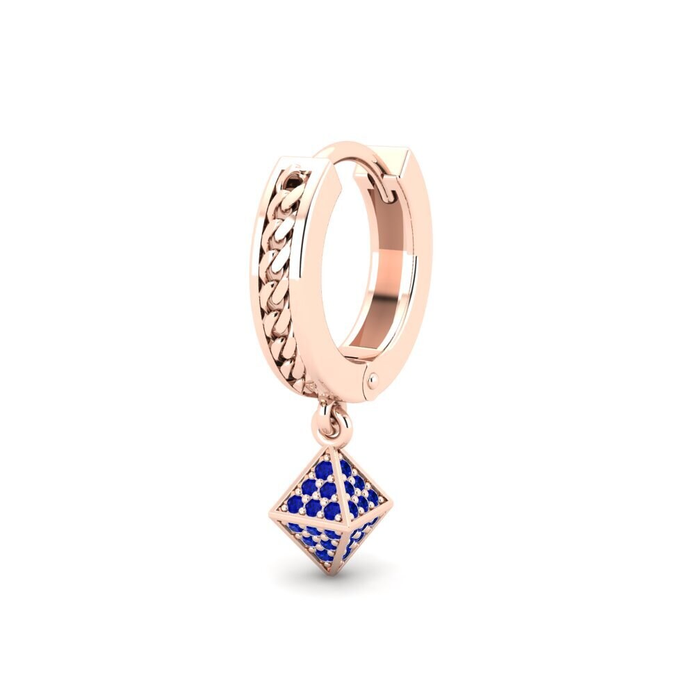 9ct Rose Gold Sapphire Men's Earring Cheminessa