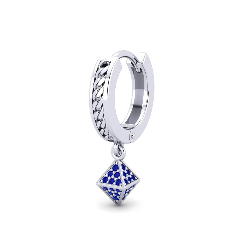 9k Oro Blanco Zafiro Pendiente para hombre Cheminessa