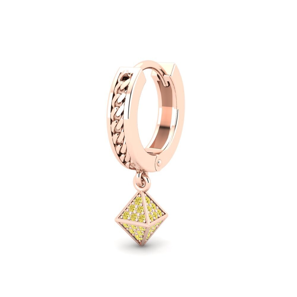 9ct Rose Gold Yellow Sapphire Men's Earring Cheminessa