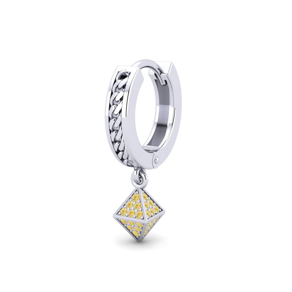 585 Bílé zlato Žlutý diamant Pánské náušnice Cheminessa