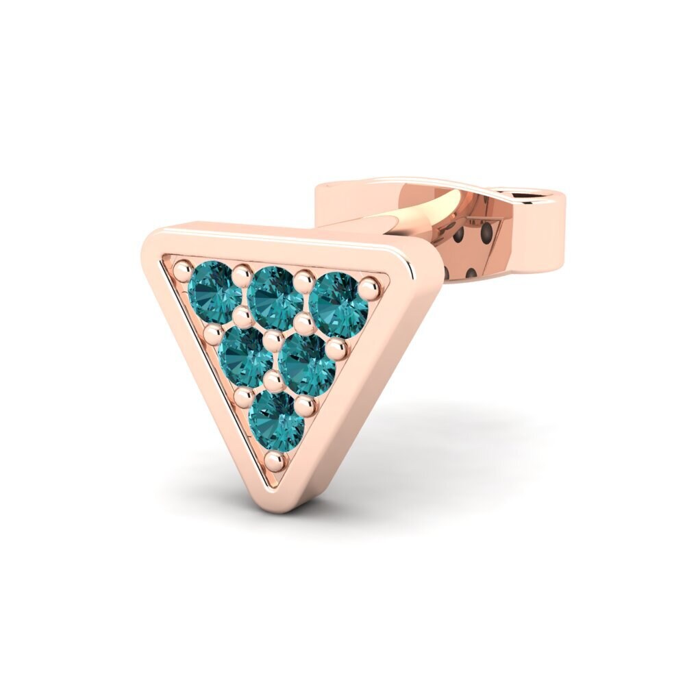 14ct Rose Gold Blue Diamond Men's Earring Clumpish