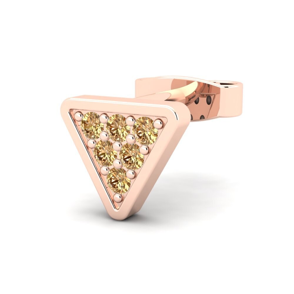 18ct Rose Gold Brown Diamond Men's Earring Clumpish