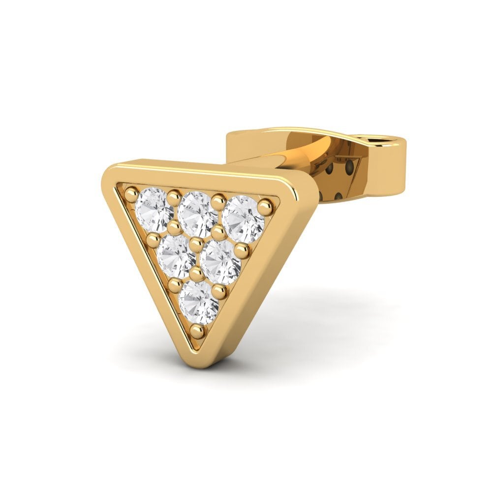 14ct Yellow Gold White sapphire Men's Earring Clumpish