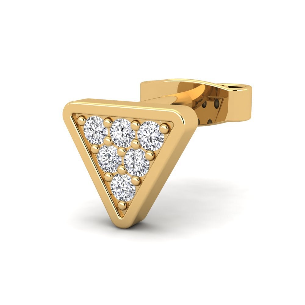 Żółte Złoto 585 Diament Laboratoryjny Kolczyk Męski Clumpish