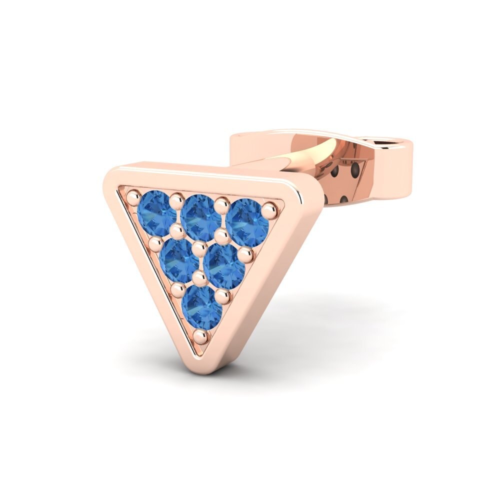 14ct Rose Gold Dark Blue Zirconia Men's Earring Clumpish