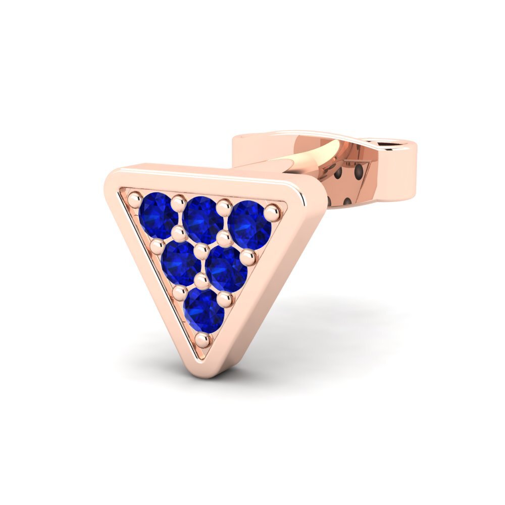 14ct Rose Gold Sapphire Men's Earring Clumpish