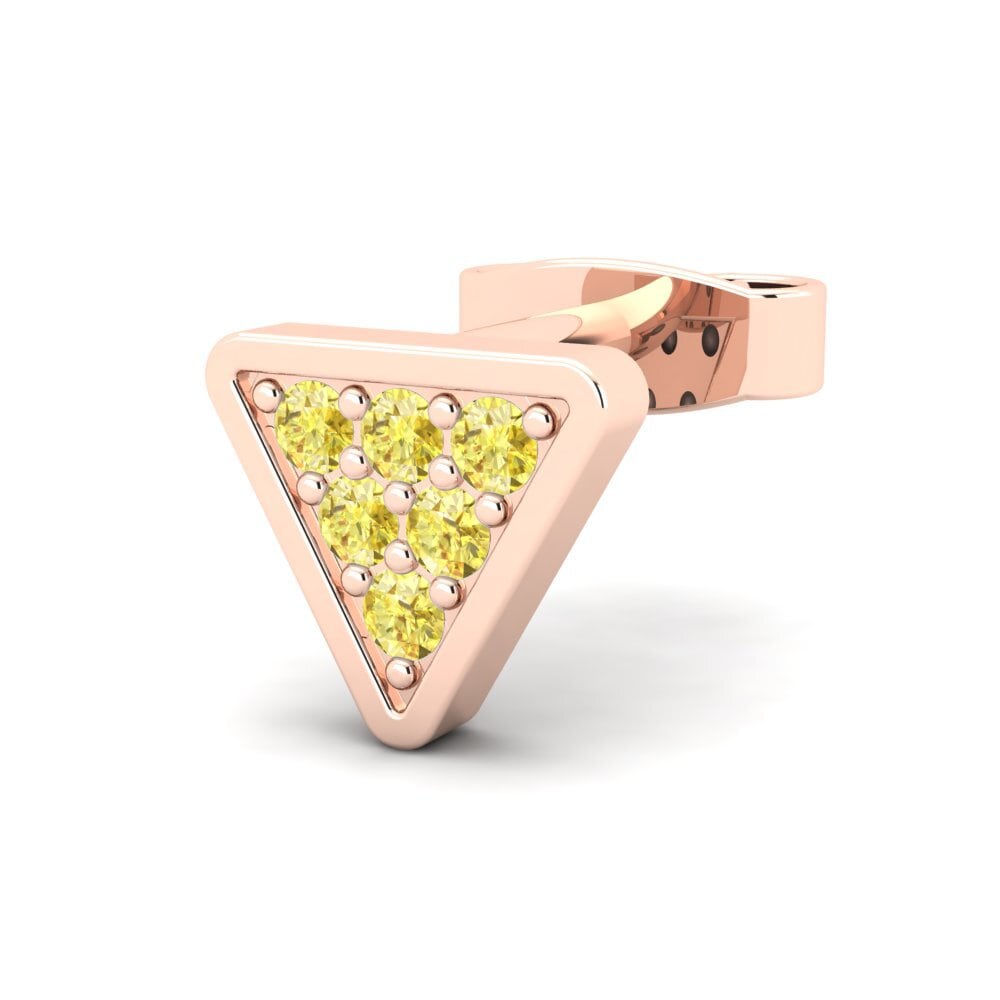 14ct Rose Gold Yellow Sapphire Men's Earring Clumpish