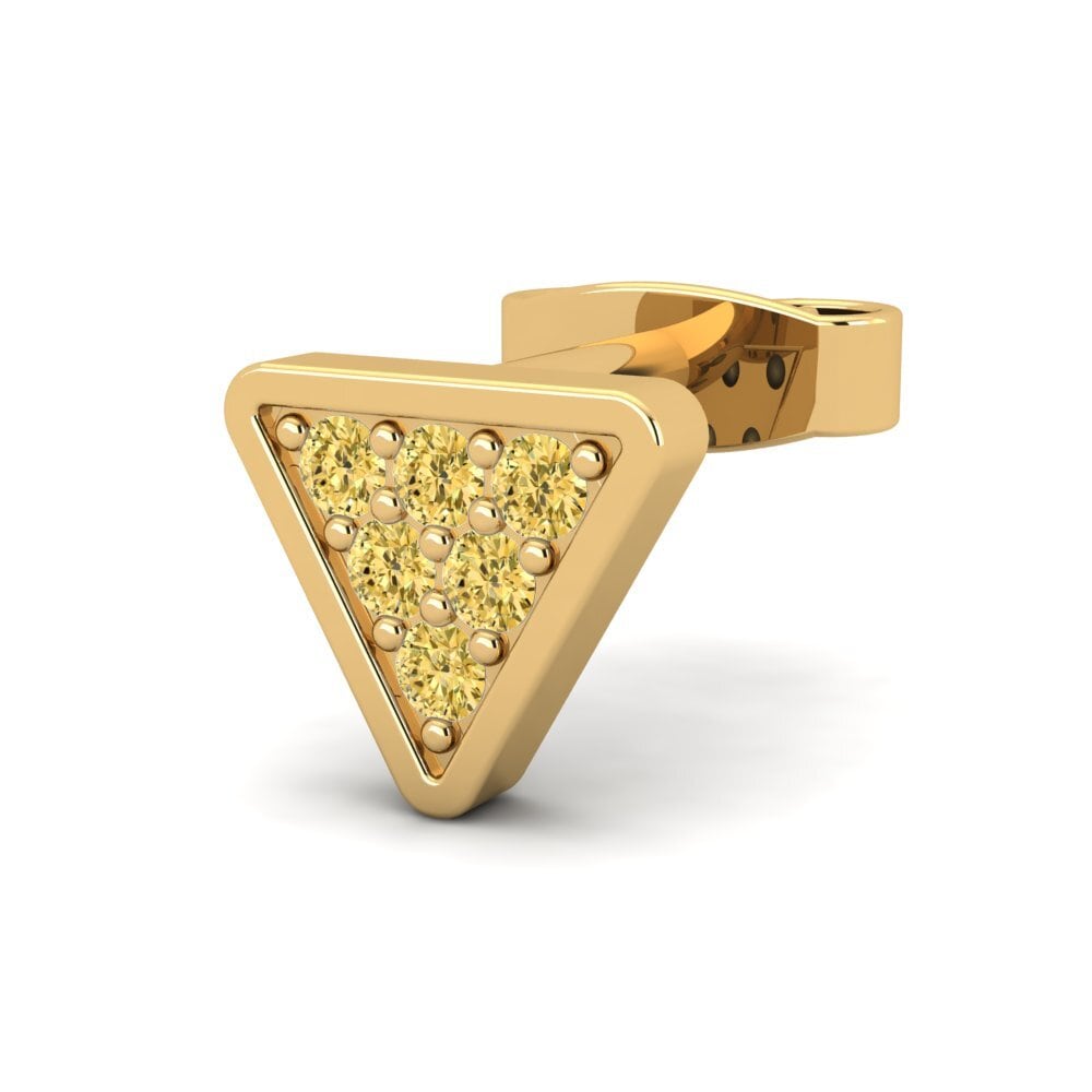 9ct Yellow Gold Yellow Diamond Men's Earring Clumpish