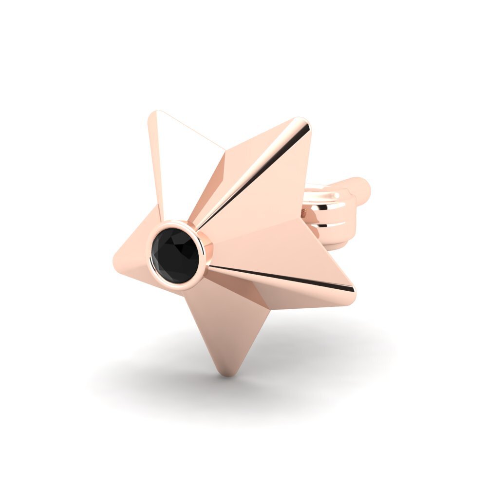 18ct Rose Gold Black Sapphire Men's Earring Cosa