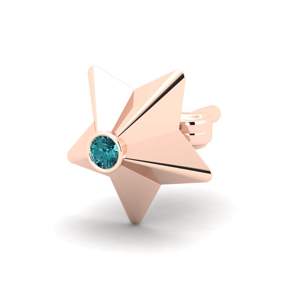 14ct Rose Gold Blue Diamond Men's Earring Cosa