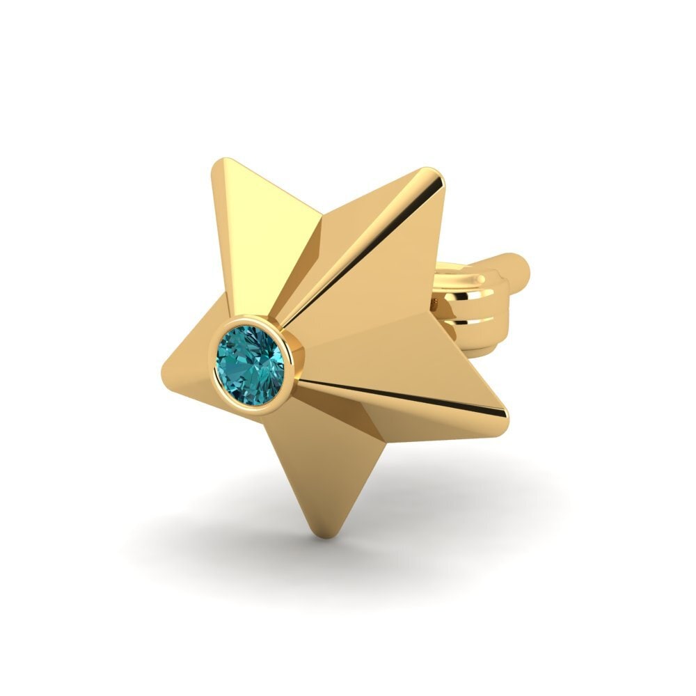 18ct Yellow Gold Blue Diamond Men's Earring Cosa