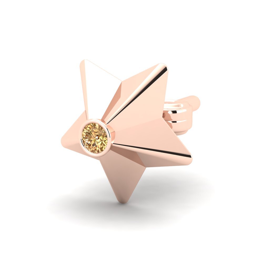 18ct Rose Gold Brown Diamond Men's Earring Cosa