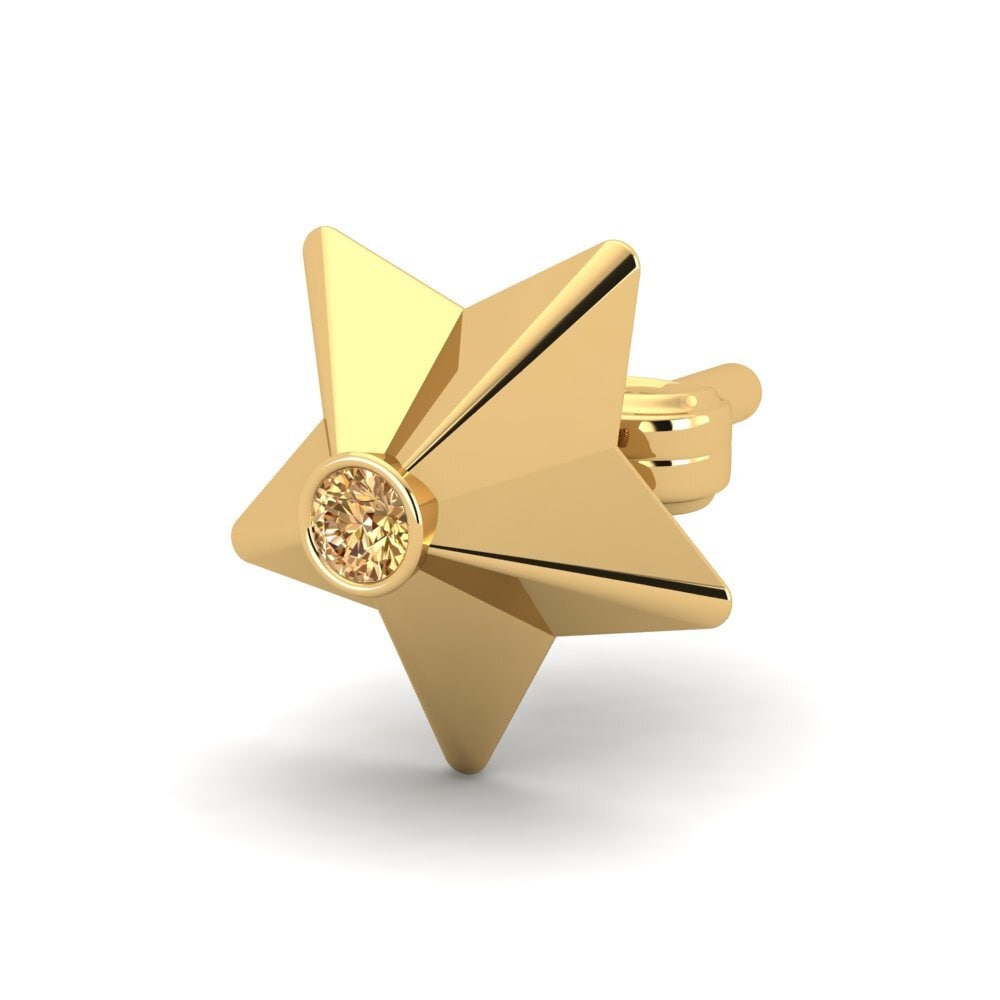 14ct Yellow Gold Brown Diamond Men's Earring Cosa