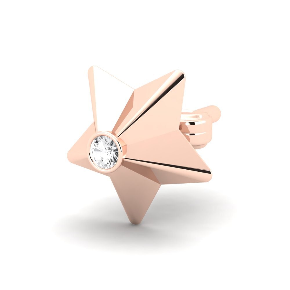 18ct Rose Gold White sapphire Men's Earring Cosa