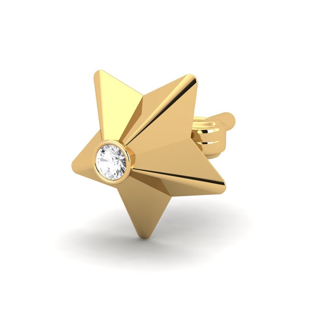 14ct Yellow Gold White sapphire Men's Earring Cosa