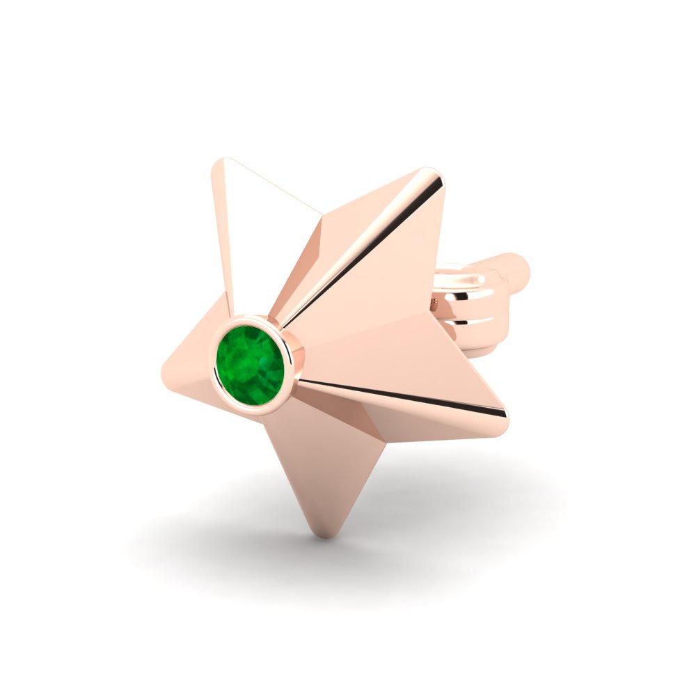 14ct Rose Gold Emerald Men's Earring Cosa
