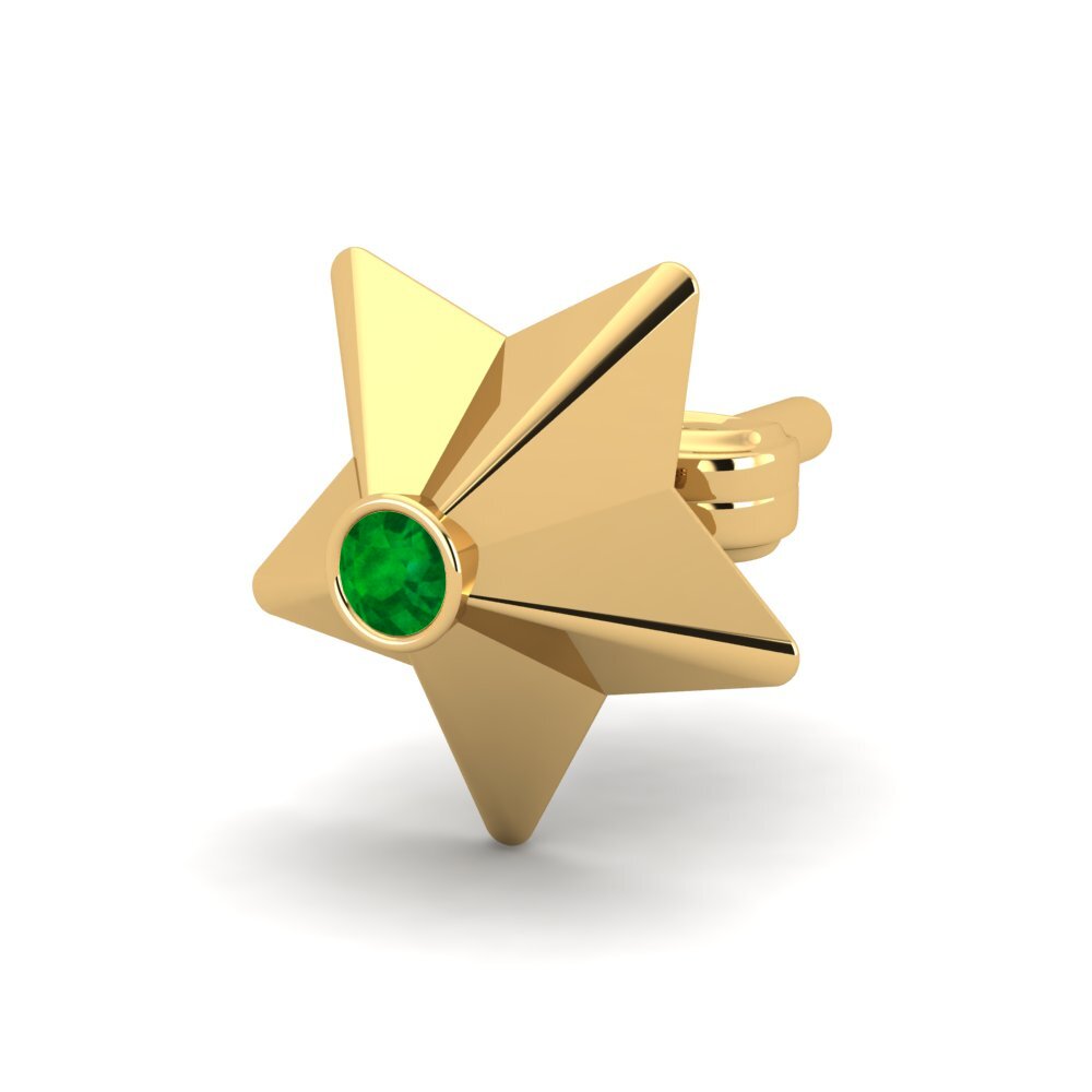 9ct Yellow Gold Emerald Men's Earring Cosa