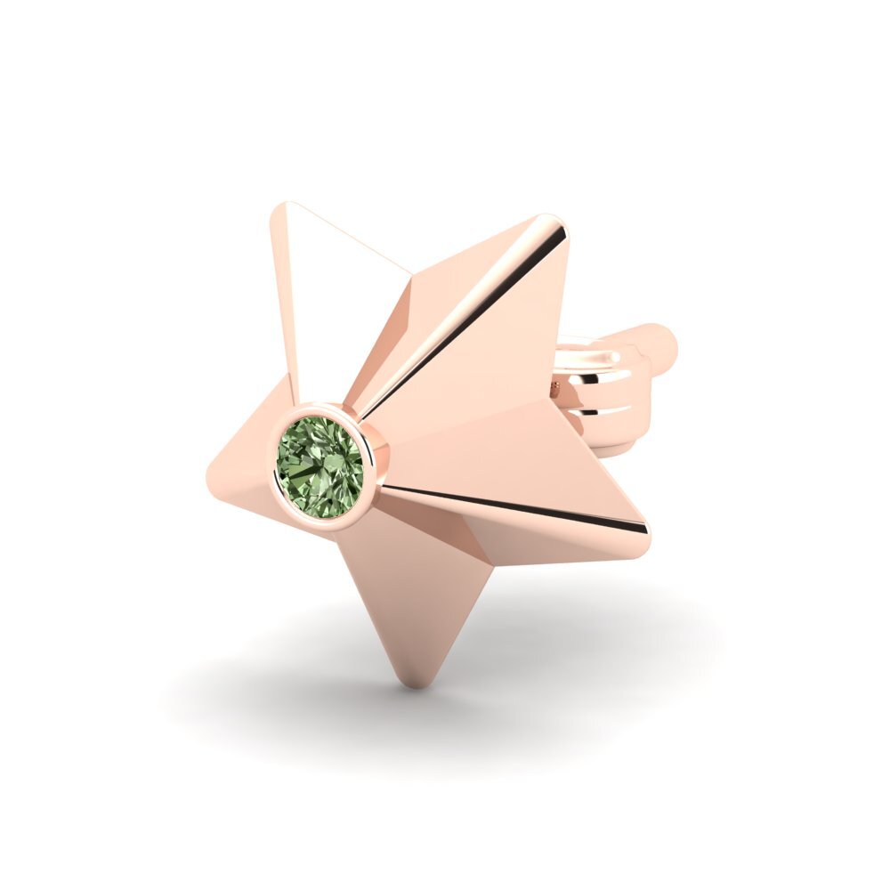 18k Oro Rosa Diamante Verde Pendiente para hombre Cosa