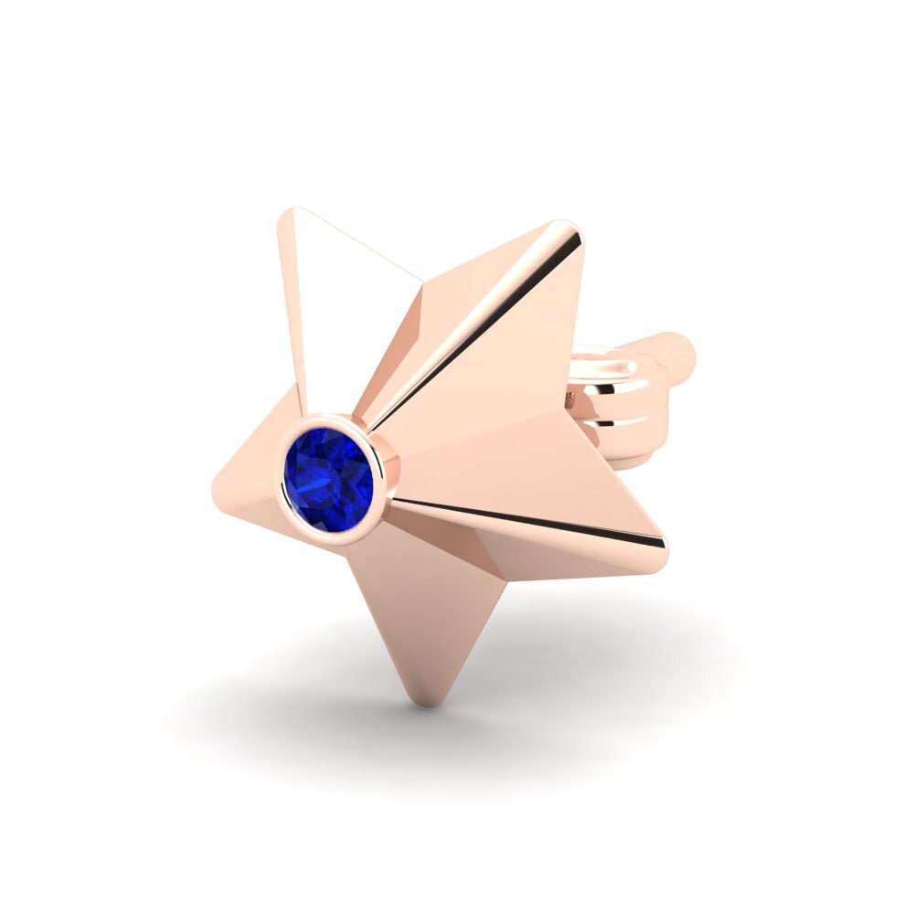 14ct Rose Gold Sapphire Men's Earring Cosa