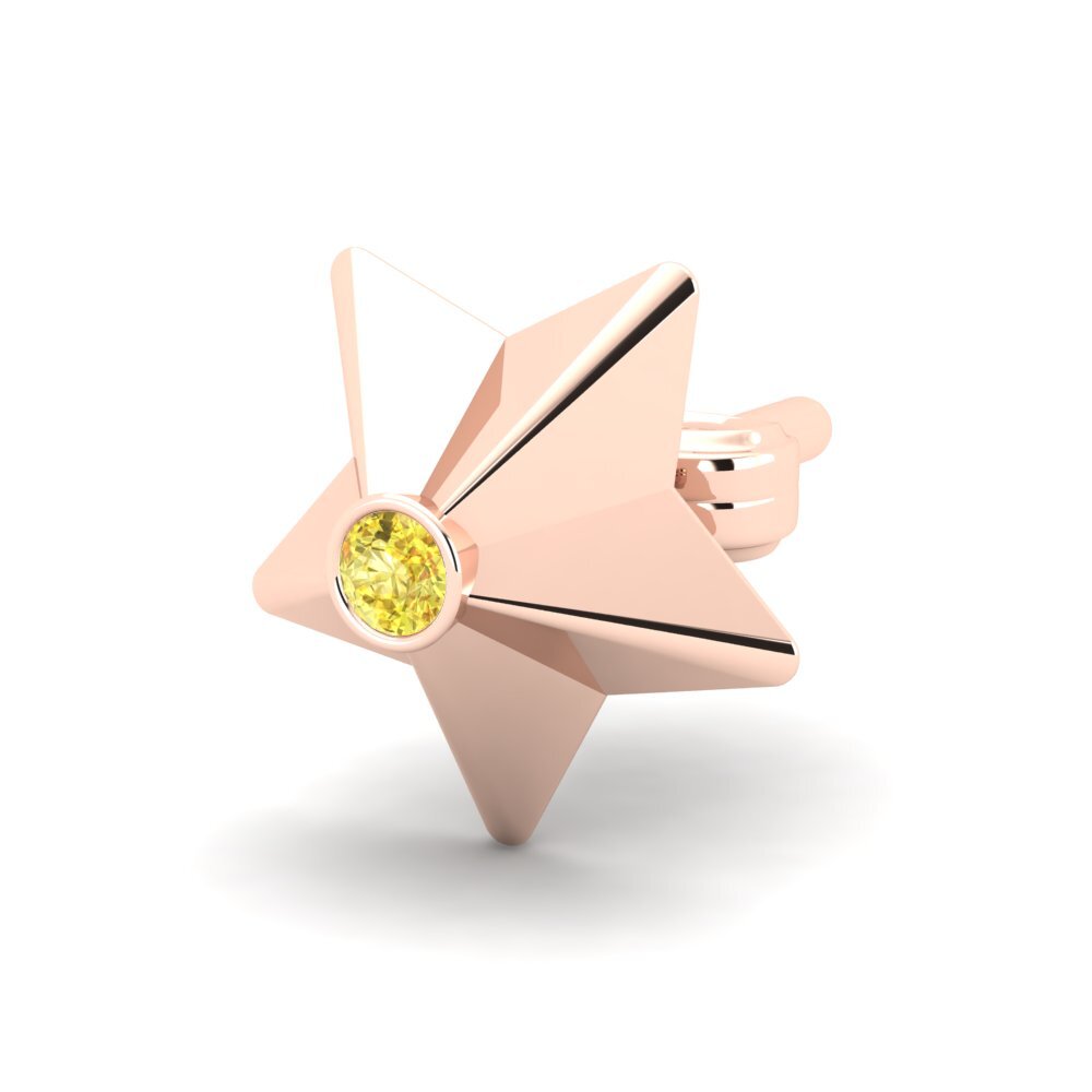14ct Rose Gold Yellow Sapphire Men's Earring Cosa