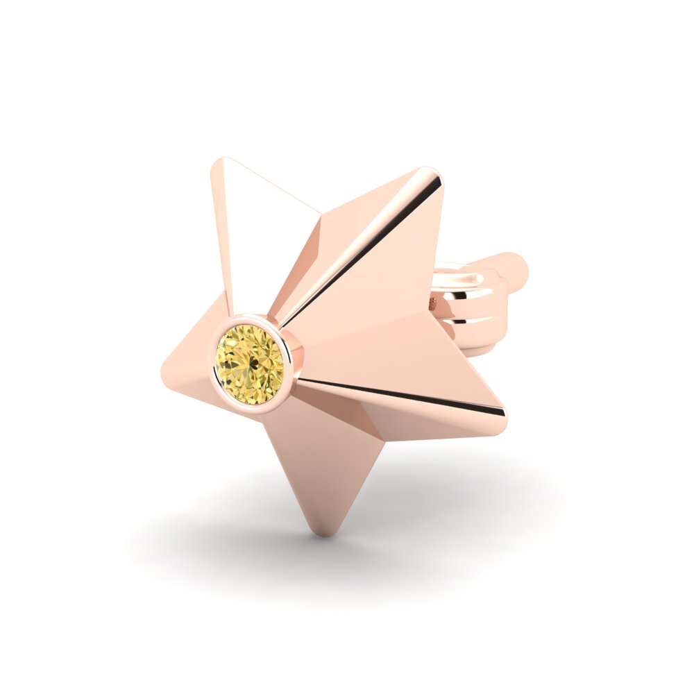 14ct Rose Gold Yellow Diamond Men's Earring Cosa