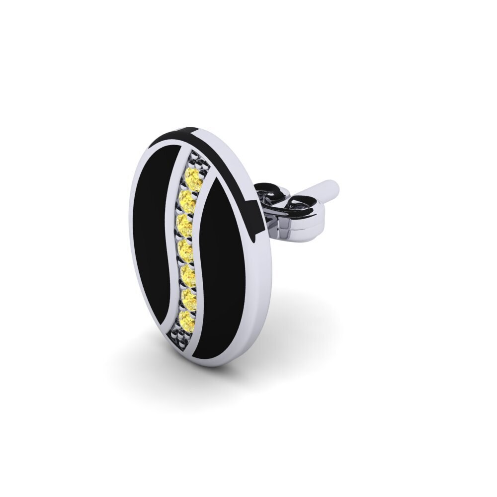 White Silver Yellow Sapphire Men's Earring Crabb