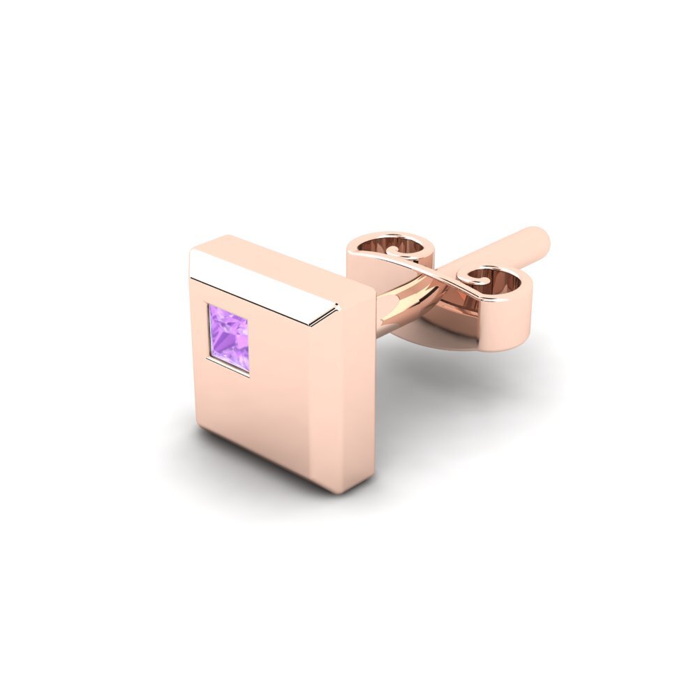 9k Oro Rosa Amatista Pendiente para hombre Elliot