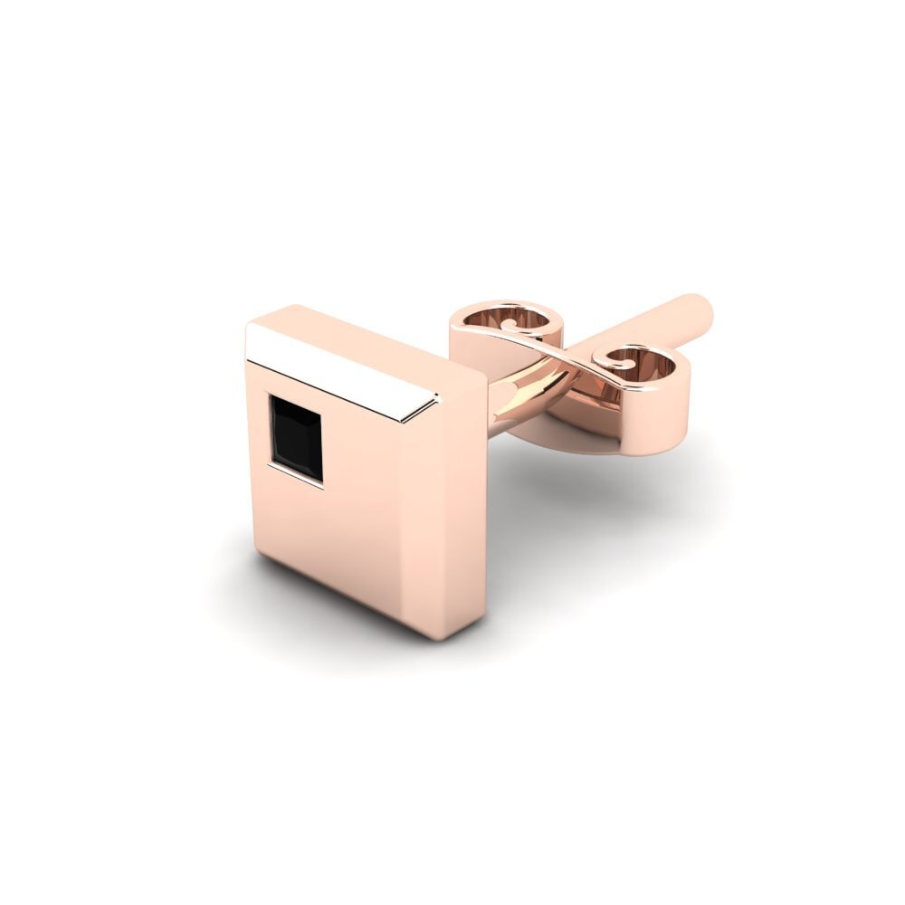 14ct Rose Gold Black Diamond Men's Earring Elliot