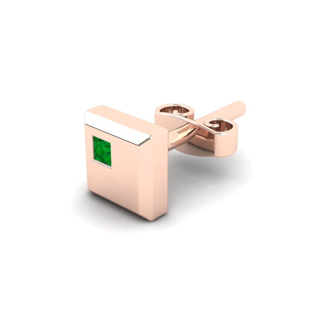14ct Rose Gold Emerald Men's Earring Elliot