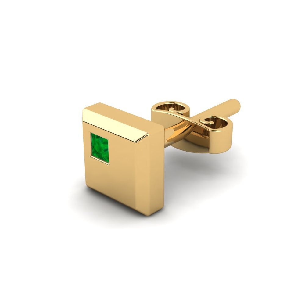 9ct Yellow Gold Emerald Men's Earring Elliot