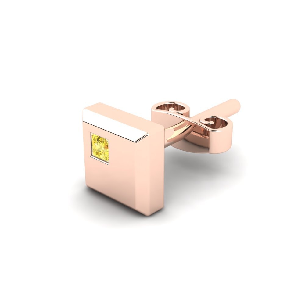 14ct Rose Gold Yellow Sapphire Men's Earring Elliot