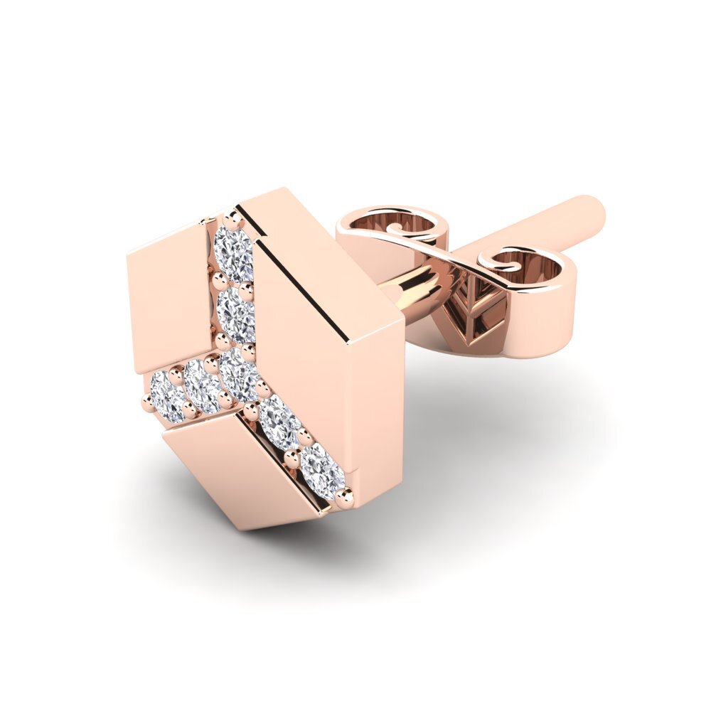 585 Červené zlato Diamant Brilliant Pánské náušnice Fabiany