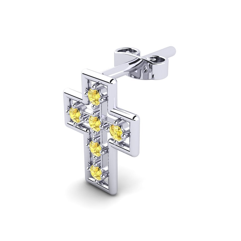 Yellow Sapphire Men's Earring Gnole