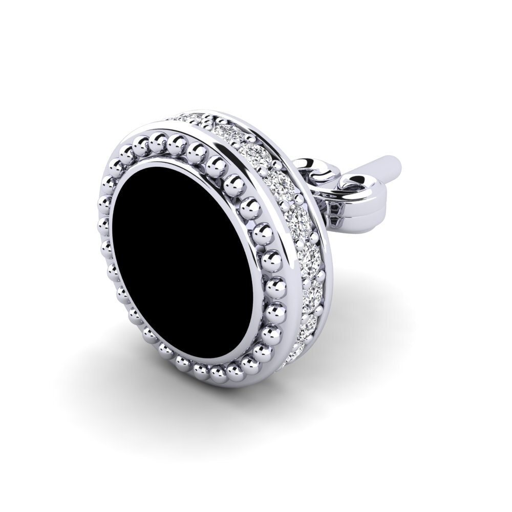 White Silver Diamond Men's Earring Locatif
