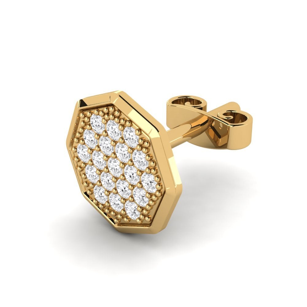 Gelbgold 585 Weißer Saphir Herren-Ohrring Samual