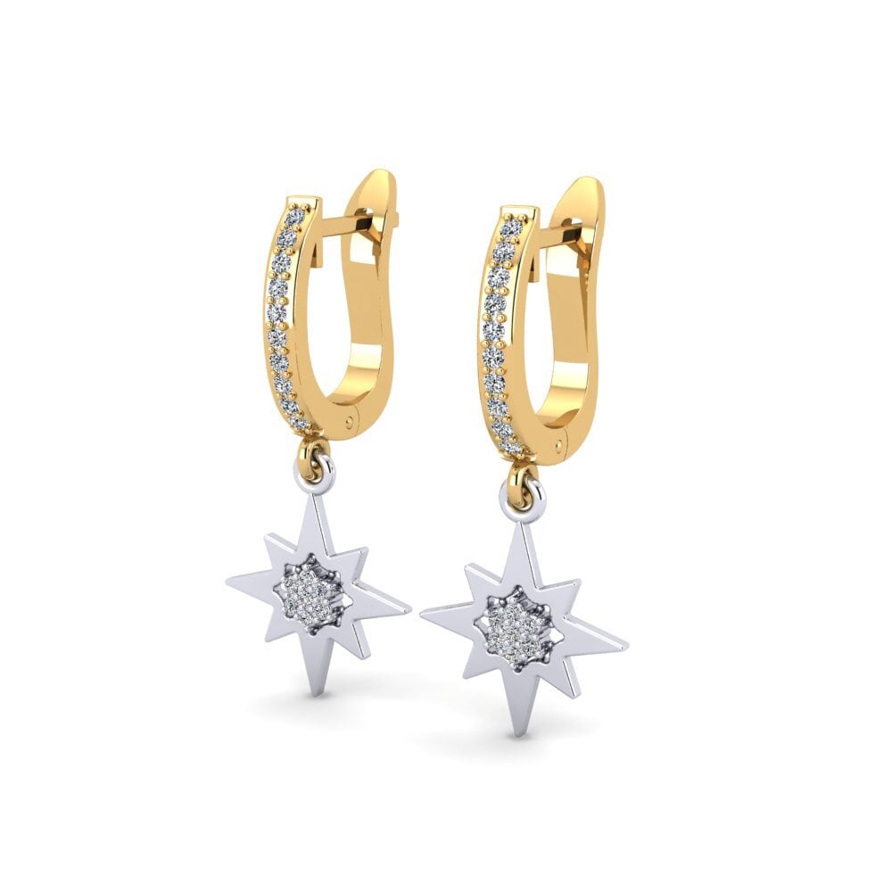 14k Oro Amarillo/Blanco Pendiente de mujer Alambiquer