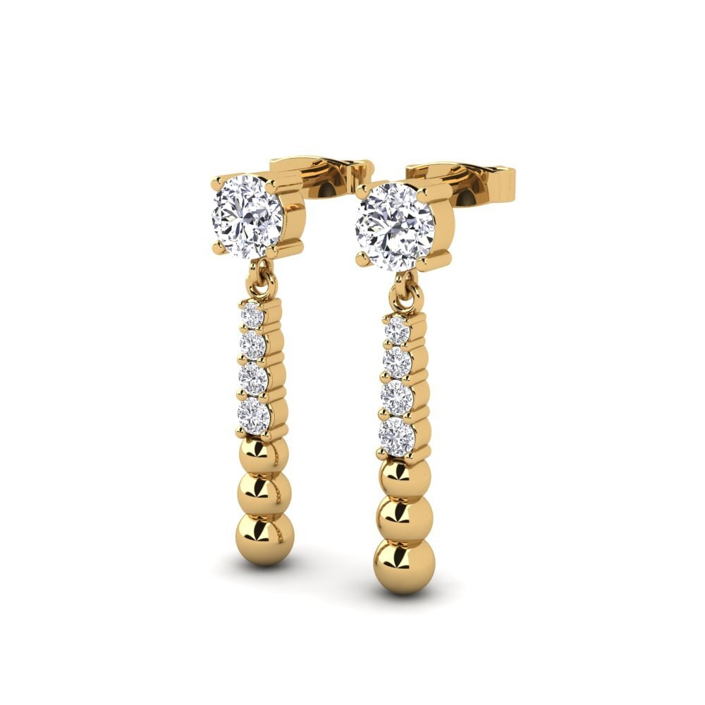Ouro Amarelo 14K Diamante Produzido em Laboratório Brincos Feminino Allege