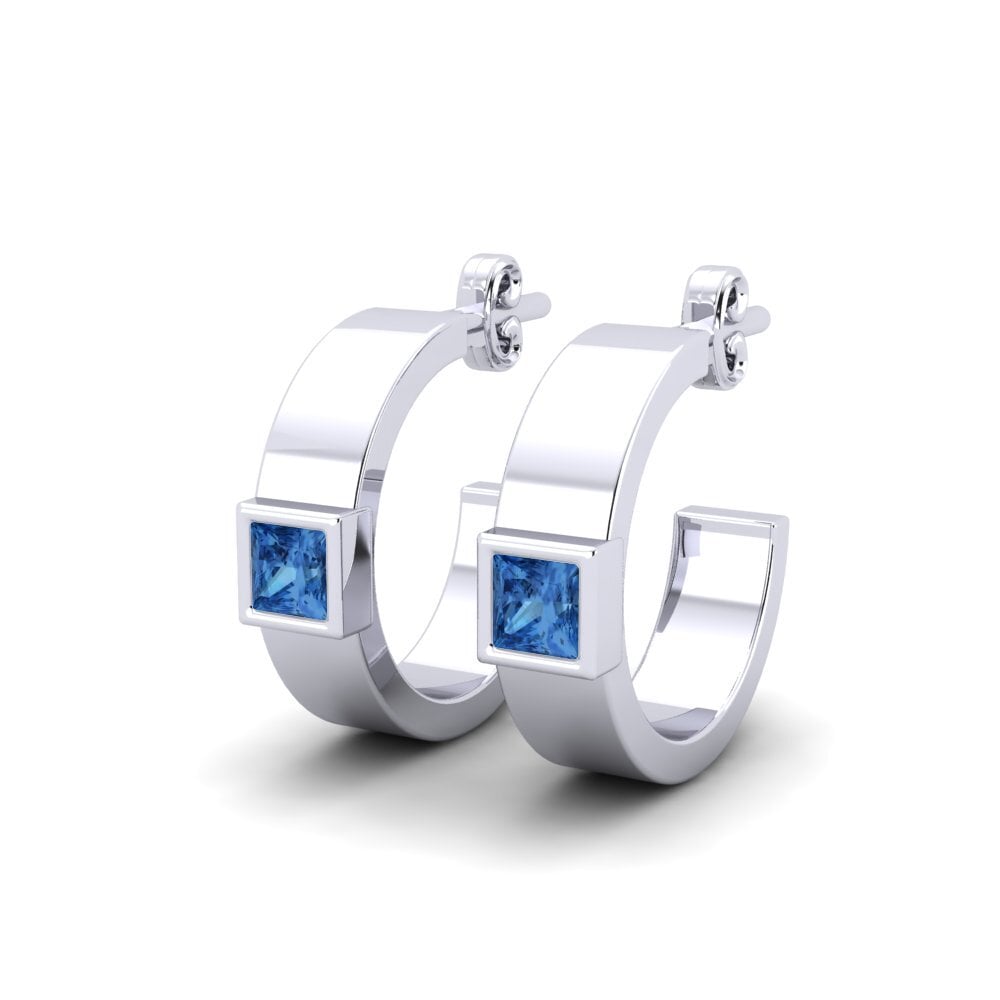 Đá Zirconia Xanh Lam Bông tai nữ Beant