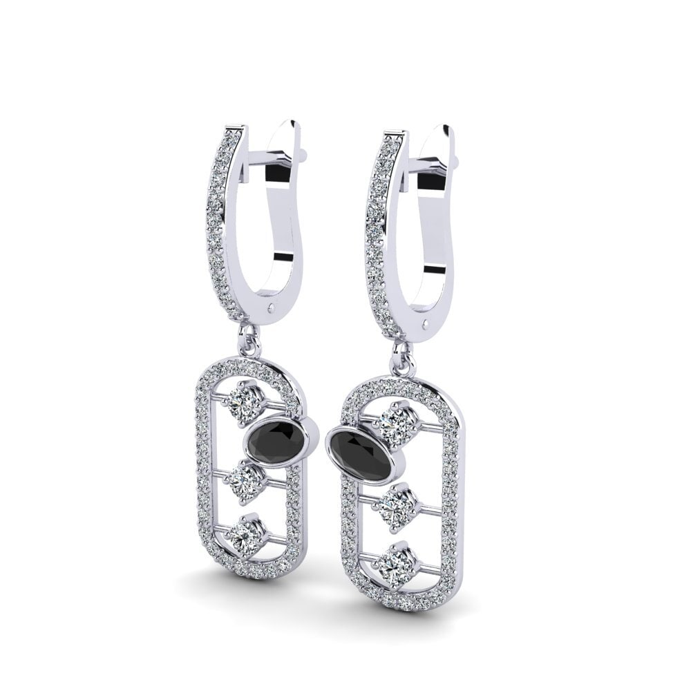 Ovalado Diamante Negro Pendiente de mujer Beotien