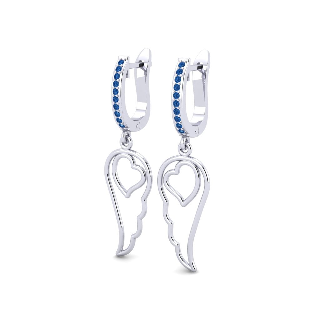 Donker Blauwe Zirkoon Dames Oorbellen Binoculair