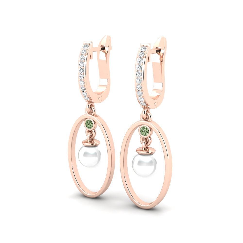 9ct Rose Gold Green Diamond Women's Earring Capucin