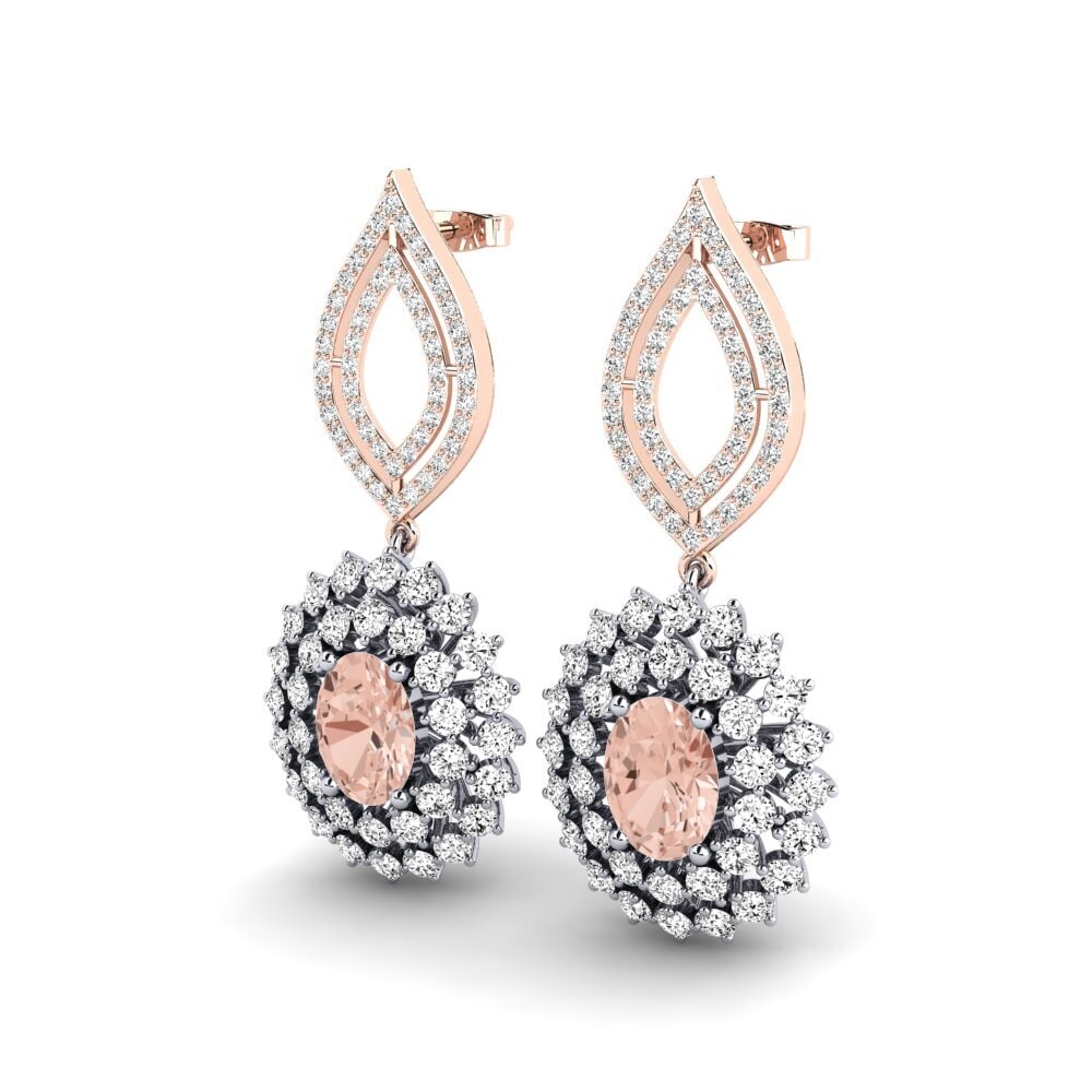 14ct White & Rose Gold Morganite Women's Earring Nanthika