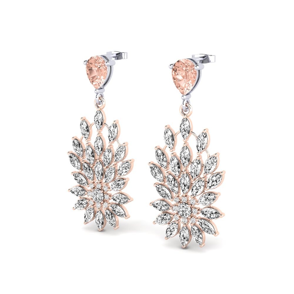 9k Oro Rosa & Blanco Morganita Pendiente de mujer Nemrosso