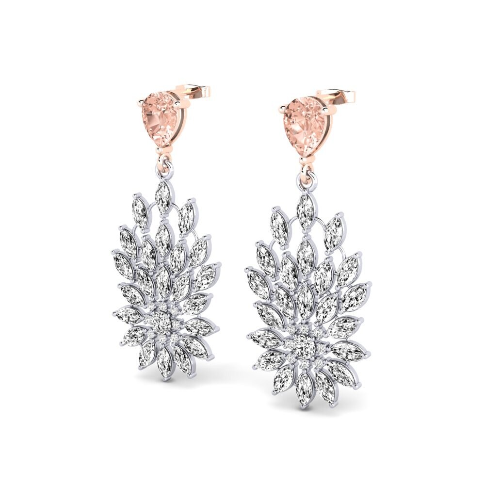 14ct White & Rose Gold Morganite Women's Earring Nemrosso