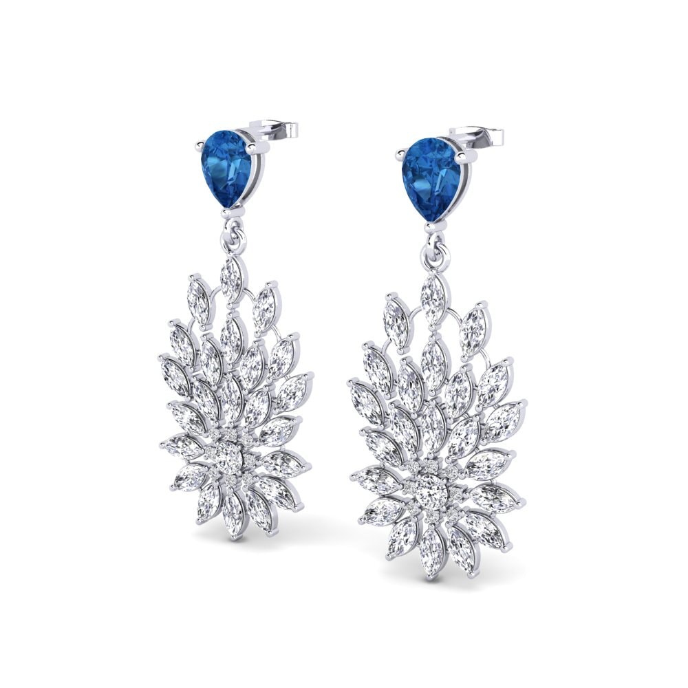 Zircônia azul escuro Brincos Feminino Nemrosso