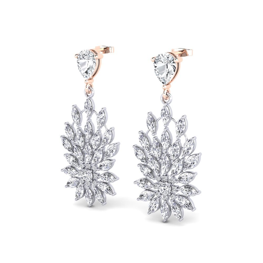9k Oro Blanco & Rosa Circón Blanco Pendiente de mujer Nemrosso